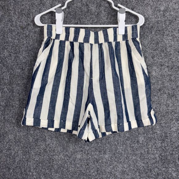 Pact Pants - Pact Organic Shorts Womens Size M Blue Striped Casual Nautical Beach